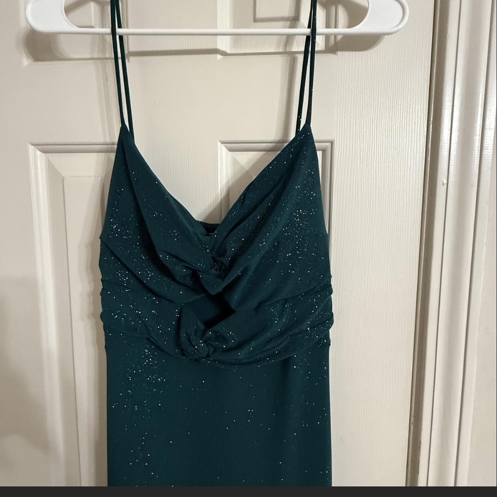 Windsor Strapless Teal Dress with Glitter